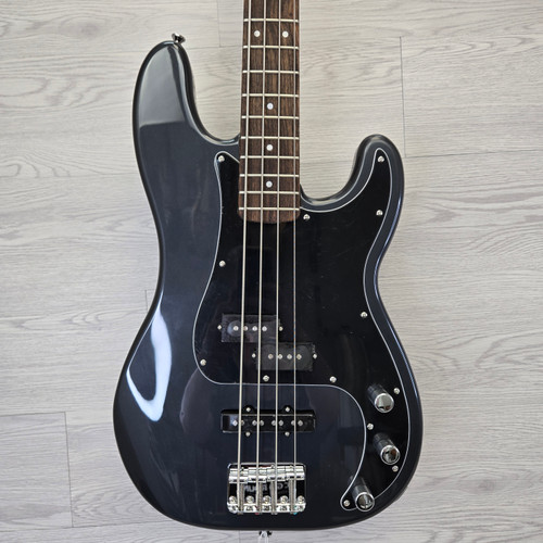 Vist Large View of Product Image Which is B STOCK Squier Precision Bass PJ Charcoal Frost Bass Guitar Silver/Gray 4-String
