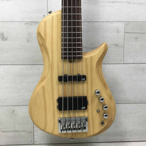 Vist Large View of Product Image Which is Used Brubaker Brute Singlecut MJXSC-5 5 String Bass Guitar Natural