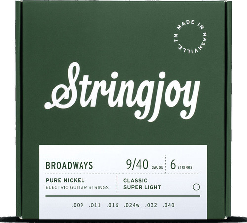 Vist Large View of Product Image Which is Stringjoy BR0940 Broadways Pure Nickel Super Light Electric Strings 9-40