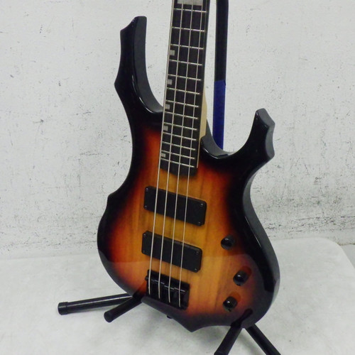 Vist Large View of Product Image Which is Used Glarry 4-String Warlock Type Bass Modern Metal Bass Guitar Sunburst 4-String