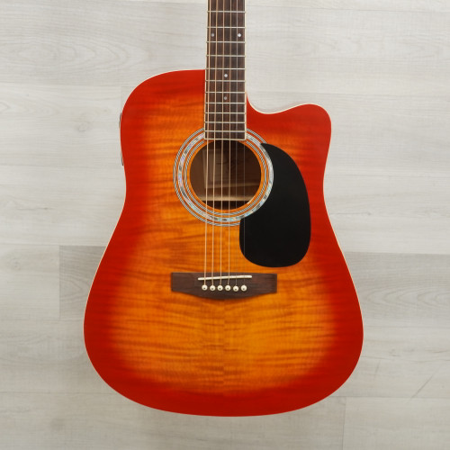 Vist Large View of Product Image Which is Used Jay Turser JJ45FCET Laminate Top Acoustic Guitar Cherry Sunburst
