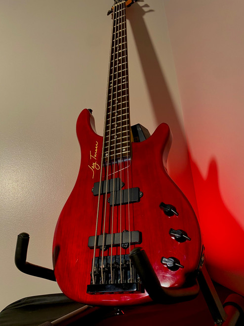 Vist Large View of Product Image Which is Used Jay Turser 5 STRING PJ BASS Bass Guitar Red 5-String