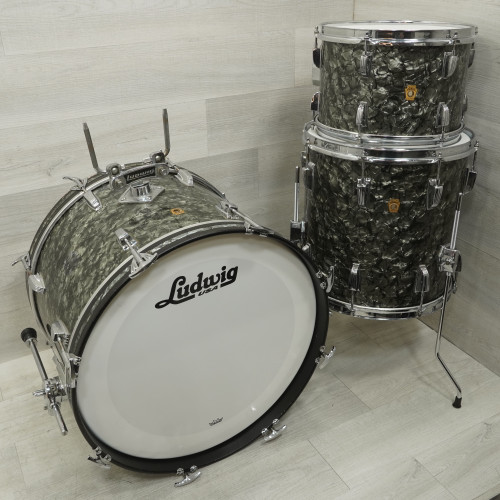 Vist Large View of Product Image Which is Used Ludwig 3pc Downbeat Drum Shell Kit Black Diamond Pearl