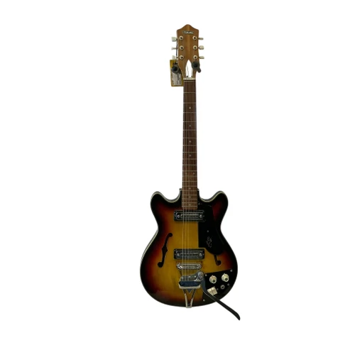 Vist Large View of Product Image Which is Used Silvertone EP-8T Vintage Semi-Hollow Electric Guitar Cherry Sunburst 6-String