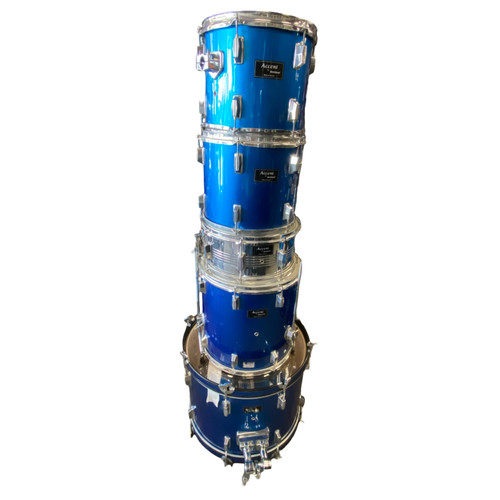 Vist Large View of Product Image Which is Used Ludwig ACCENT 5-PC KIT W/HDWR Drum Shells and Hardware Blue
