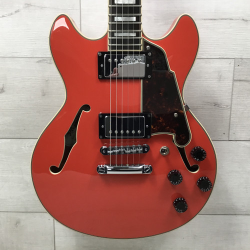 Vist Large View of Product Image Which is Used D'Angelico Primier DC Stop Bar Double Cut Electric Guitar Red