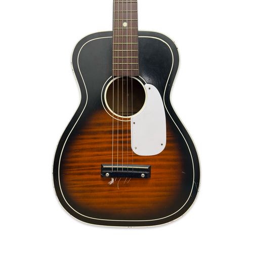 Vist Large View of Product Image Which is Used Silvertone S-65 PARLOR NYLON STRING Vintage Laminate Top Acoustic Guitar Tobacco Sunburst