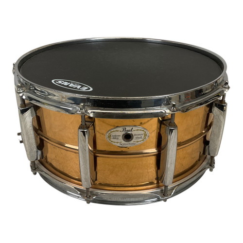Vist Large View of Product Image Which is Used Pearl Bronze Sensitone 14x6.5 Metal Snare Drum 14"