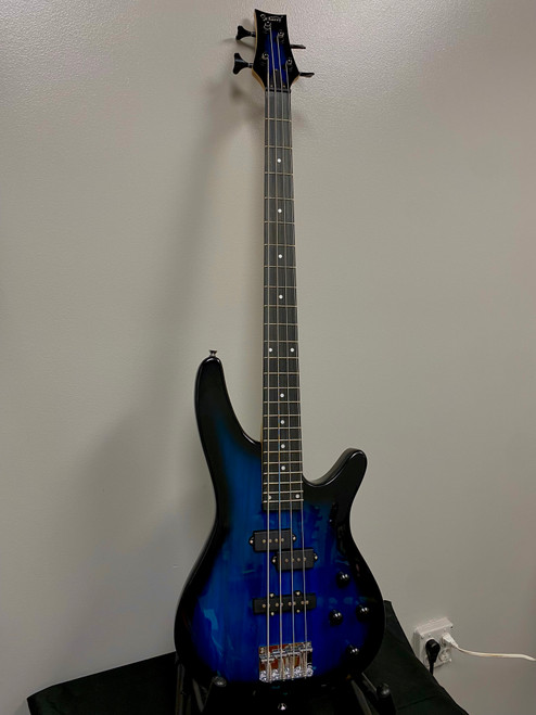 Vist Large View of Product Image Which is Used Glarry PJ STYLE BASS Bass Guitar Blue 4-String