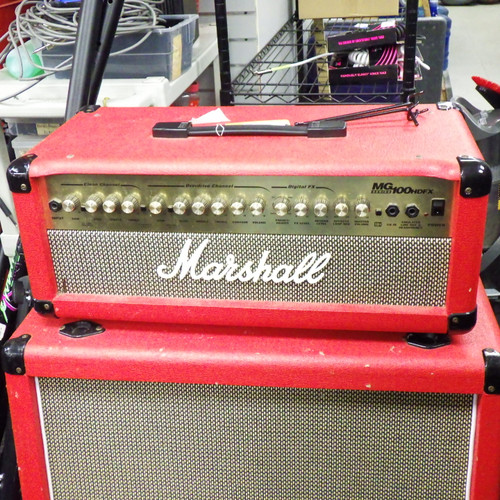 Vist Large View of Product Image Which is Used Marshall MG100HDFX RED GUITAR HEAD Solid State Guitar Head