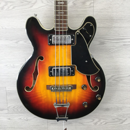 Vist Large View of Product Image Which is Used Univox CUSTOM SEMI HOLLOW BASS Vintage Bass Guitar Sunburst 4-String
