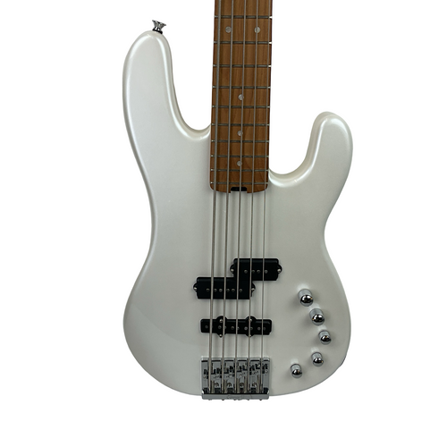 Vist Large View of Product Image Which is Used Charvel PRO-MOD SAN DIMAS BASS PJ V Bass Guitar White 5-String