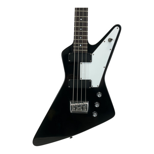 Vist Large View of Product Image Which is Used Hamer MIK Standard Explorer Bass Guitar Black 4-String