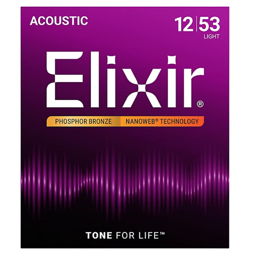 Vist Large View of Product Image Which is New - ELIXIR NANOWEB 12-53 LIGHT PHOSPHOR BRONZE ACOUSTIC STRINGS