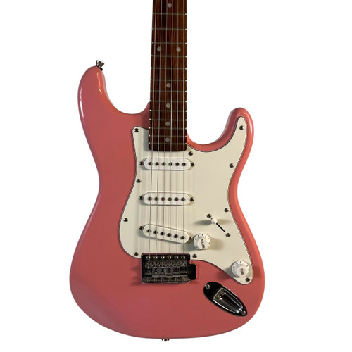 Vist Large View of Product Image Which is Used Jay Turser Pink S-Type Mini Electric Guitar