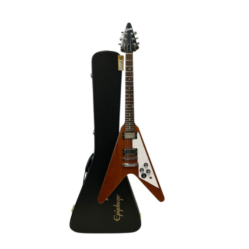 Vist Large View of Product Image Which is Used Gibson FLYING V ANTIQUE NATURAL WHSC Offset Double Cutaway Electric Guitar Wood 6-String