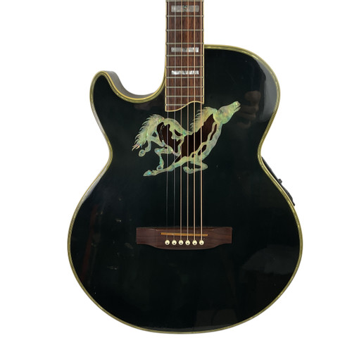 Vist Large View of Product Image Which is Used Dillion STALLION Vintage Laminate Top Acoustic Guitar Black