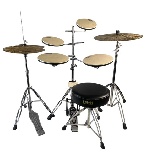 Vist Large View of Product Image Which is Used DW Smart Practice Quiet Kit W/ Throne, Cymbals, and Kick Pedal