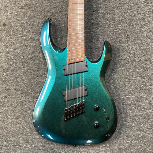 Vist Large View of Product Image Which is Used Harley Benton R-457FFB MULTISCALE 7 Modern Metal Electric Guitar Green 7-String