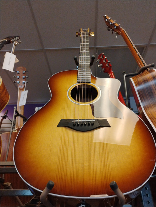 Vist Large View of Product Image Which is Used Taylor SUNSET BLVD 214CE DLX SEB Solid Top Acoustic Guitar Tobacco Sunburst