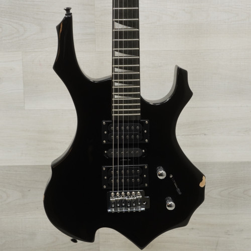 Vist Large View of Product Image Which is Used Burning Fire Style Electric Guitar Black