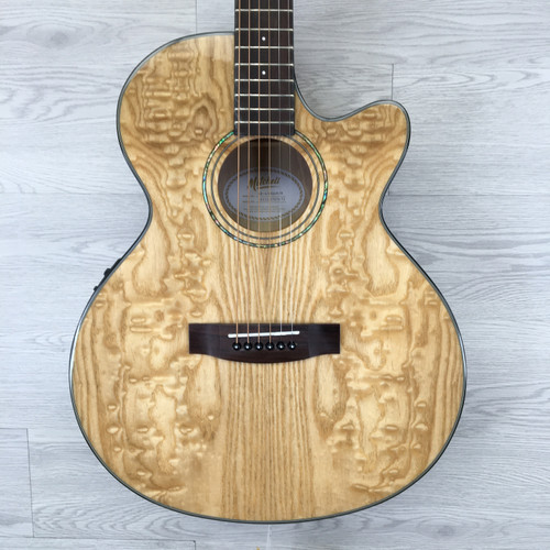 Vist Large View of Product Image Which is Used Mitchell MX-430QAB Solid Top Acoustic Guitar Natural