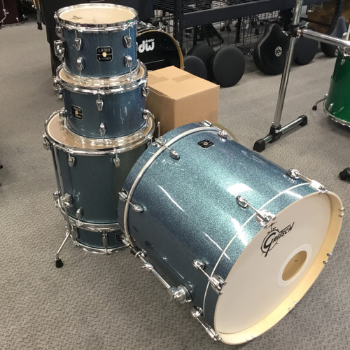 Vist Large View of Product Image Which is Used Gretsch Energy 5 Piece Drum Shells, Hardware and Cymbal Set Blue Sparkle