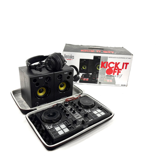 Vist Large View of Product Image Which is Used Hercules DJ Learning Kit MK2 DJ Mixer and Monitor Set
