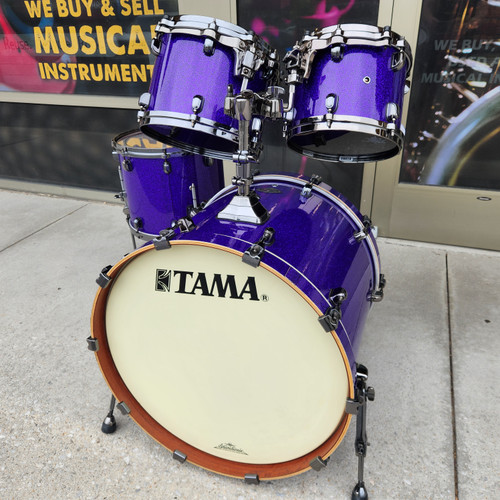 Vist Large View of Product Image Which is Used Tama Starclassic Birch Bubinga Purple Sparkle 4 Piece Shell Pack - Japan
