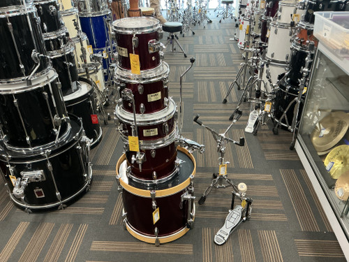 Vist Large View of Product Image Which is Used Mapex V SERIES 4PC WITH SOME HDWR Drum Shells and Hardware Red
