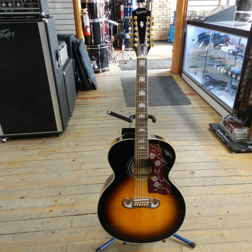 Vist Large View of Product Image Which is Used Epiphone J-200 12 STRING GUITAR Solid Top Acoustic Guitar Sunburst