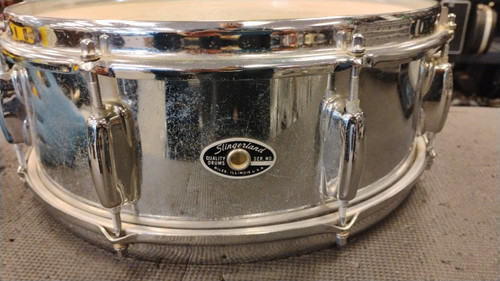 Vist Large View of Product Image Which is Used Slingerland STEEL SNARE Vintage Metal Snare Drum 14"