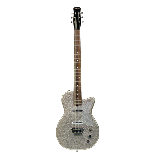 Vist Large View of Product Image Which is New Silvertone 1373 Baritone Electric Guitar Silver Flake