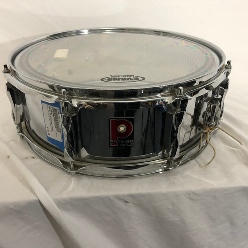 Vist Large View of Product Image Which is Used Premier MADE IN ENGLAND SNARE Vintage Metal Snare Drum 14"