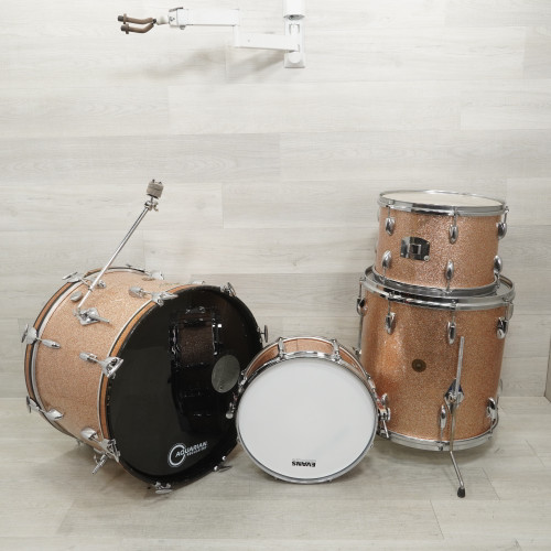 Vist Large View of Product Image Which is Used Gretsch 3pc Round Badge Vintage Drum Shell Kit Champagne Sparkle