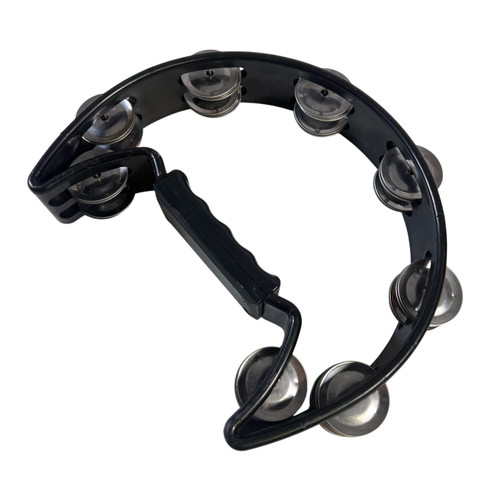Vist Large View of Product Image Which is Used Black Half Moon Tambourine Hand Percussion Instrument