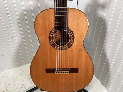 Vist Large View of Product Image Which is Used ENSENADA CG104 JAPAN Vintage Solid Top Acoustic Guitar Amber