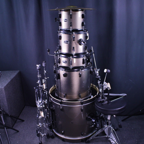 Vist Large View of Product Image Which is Used PDP 5PC MAINSTAGE W/ALL Drum Shells and Hardware Silver Burst