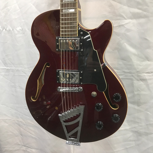 Vist Large View of Product Image Which is Used D'Angelico PREMIER SS DAPSSTWNTPO Semi-Hollow Electric Guitar Red 6-String