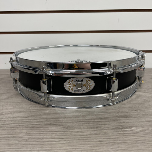Vist Large View of Product Image Which is Used Pearl 13X3 BLACK STEEL PICCOLO SNARE Metal Snare Drum 13"