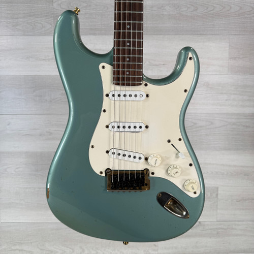 Vist Large View of Product Image Which is Used Squier Vintage JV Contemporary Stratocaster - Blue | Green - Made in Japan - Case Included