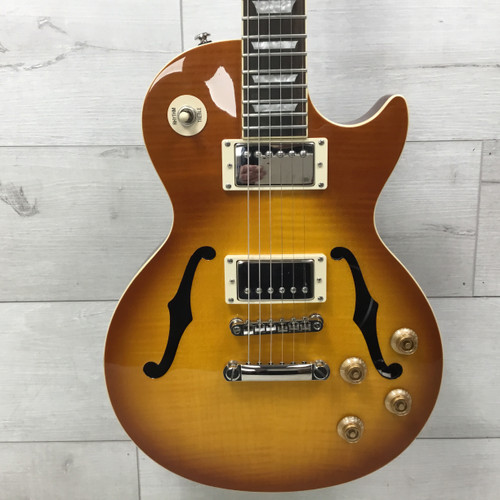 Vist Large View of Product Image Which is Used Epiphone Les Paul Standard Florentine Pro Semi-Hollowbody Electric Guitar Honey Burst