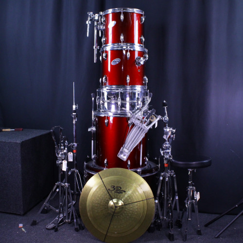 Vist Large View of Product Image Which is Used Ludwig ACCENT CS 5PC KIT W/ALL Drum Shells and Hardware Red