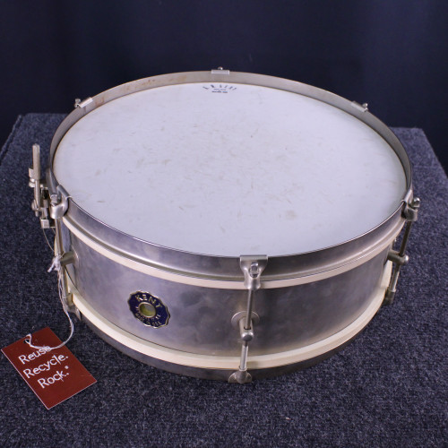 Vist Large View of Product Image Which is Used KENT STEEL SNARE 6 LUG Vintage Metal Snare Drum 14"