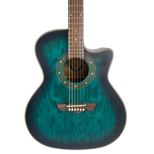 Vist Large View of Product Image Which is Used Dean Exotica Quilt Ash Acoustic-Electric Guitar Transparent Blue Satin