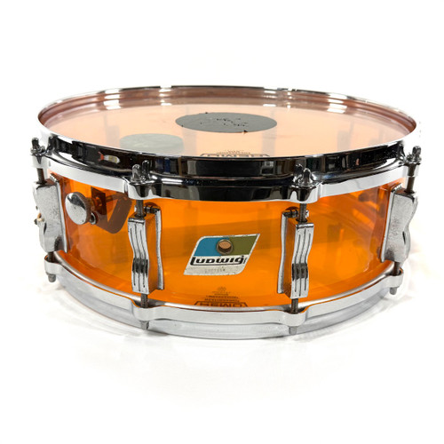 Vist Large View of Product Image Which is Used Ludwig 70S Vistalite Amber 14 x 5 Inch Vintage Snare Drum