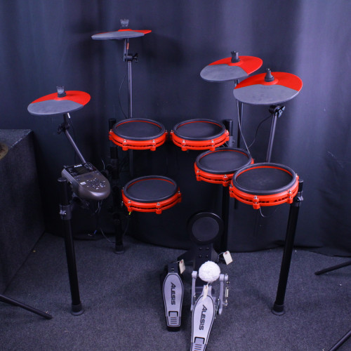 Vist Large View of Product Image Which is Used Alesis NITRO MESH KIT 8PC W/ ALL NO THRONE Electronic Drum Kit