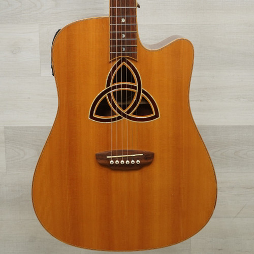 Vist Large View of Product Image Which is Used Luna Tri D Laminate Top Acoustic Guitar Natural As Is
