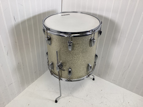 Vist Large View of Product Image Which is Used Ludwig 14X14 KEYSTONE SILVER FLOOR TOM Vintage Floor Tom Silver Finish 14"