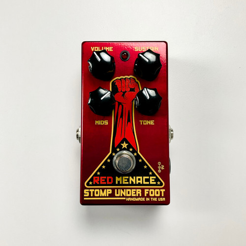 Vist Large View of Product Image Which is Used Stomp Under Foot Red Menace Fuzz Pedal